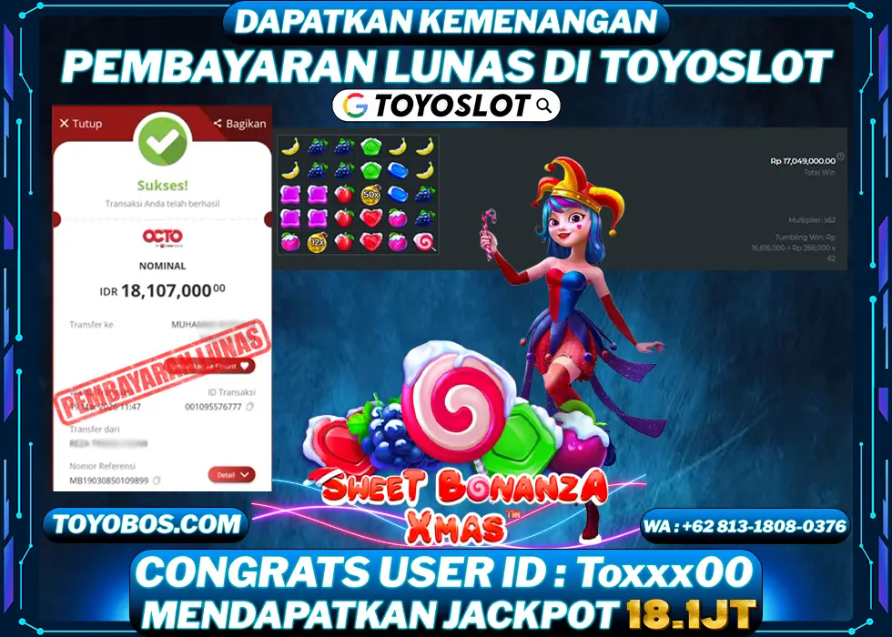 BUKTI KEMENANGAN Sweet Bonanza Xmas Rp18,107,000- LUNAS